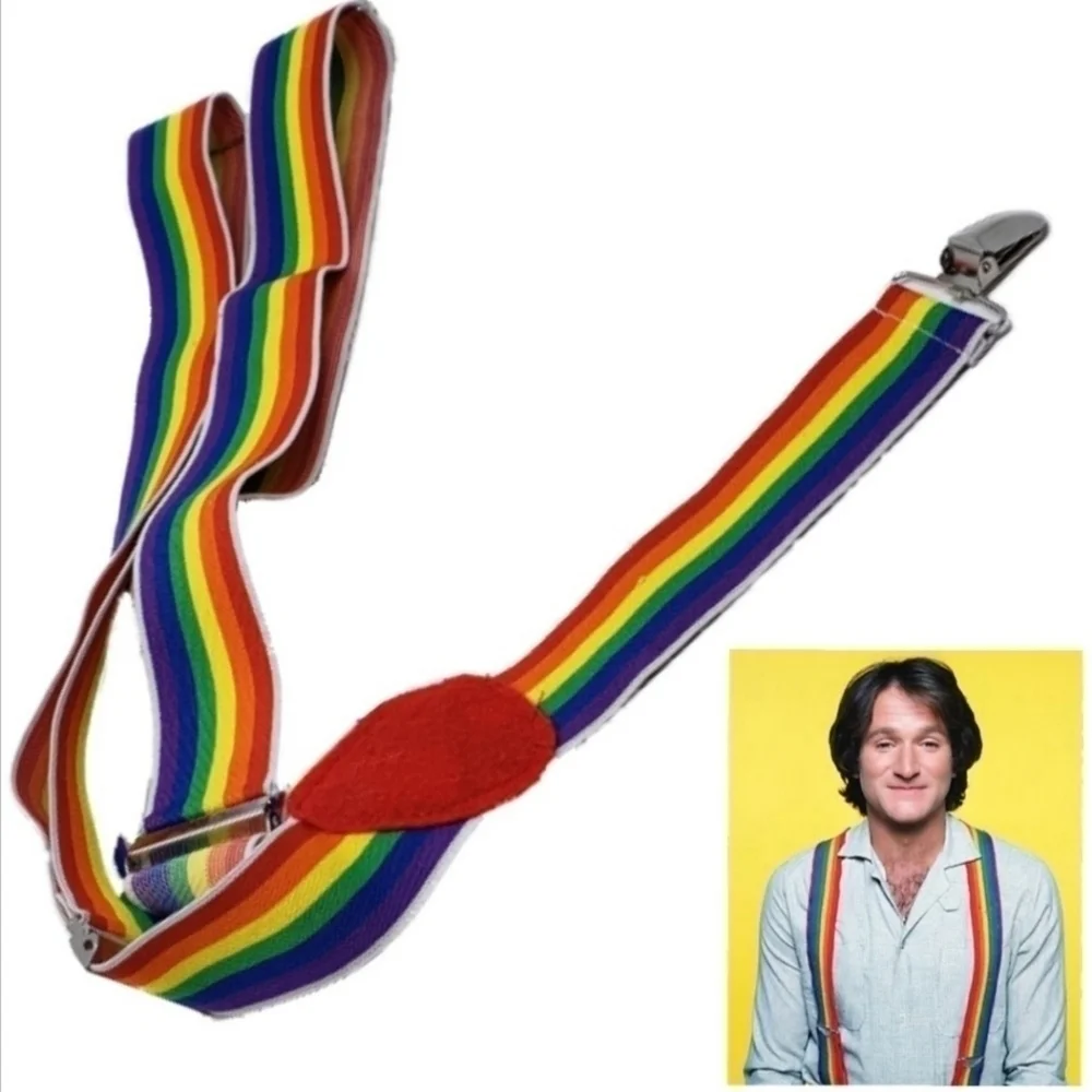 Amscan Elastic Rainbow Stripe Suspenders Unisex Mork & Mindy Child Adult OS New